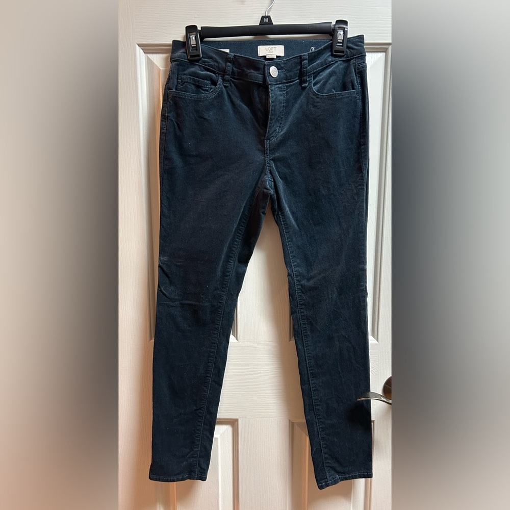 Loft Skinny Petite Corduroy Pants Dark Blue Green